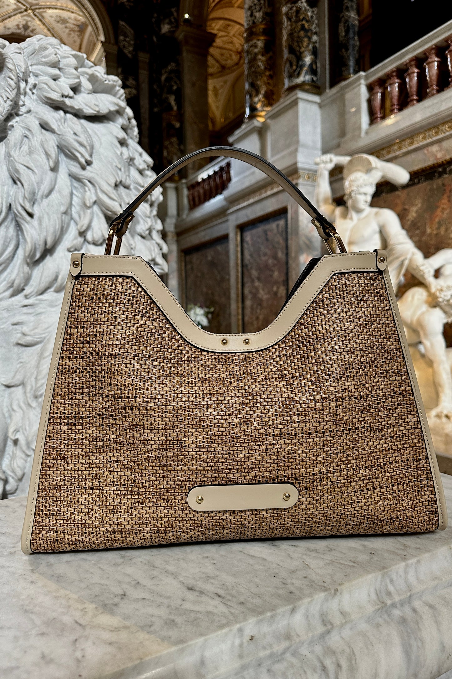 LEATHER & RAFIA BAG