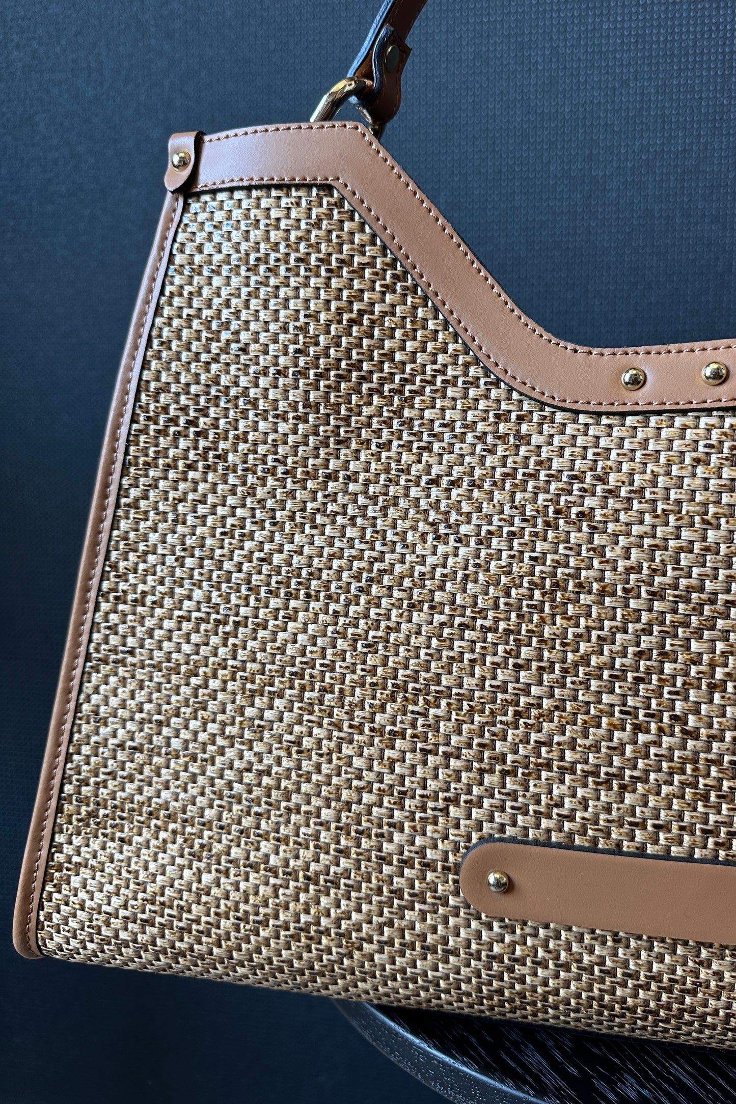 LEATHER & RAFIA BAG