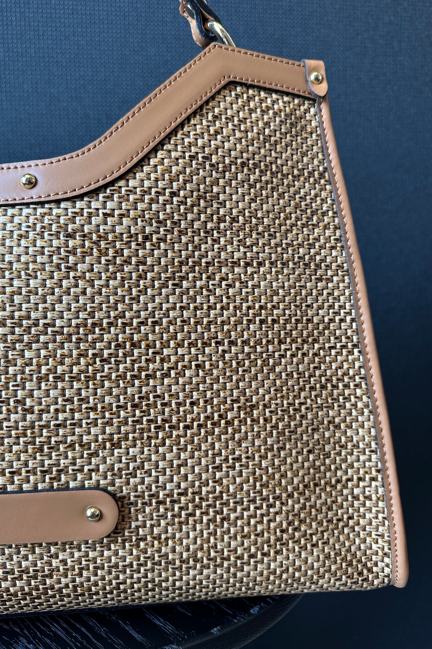 LEATHER & RAFIA BAG
